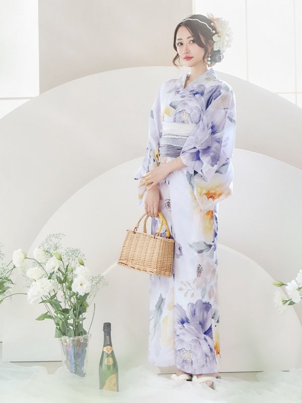 画像4: 【即日発送】シャーベットフラワー牡丹浴衣【浴衣３点セット 浴衣/帯/下駄】[YMT]