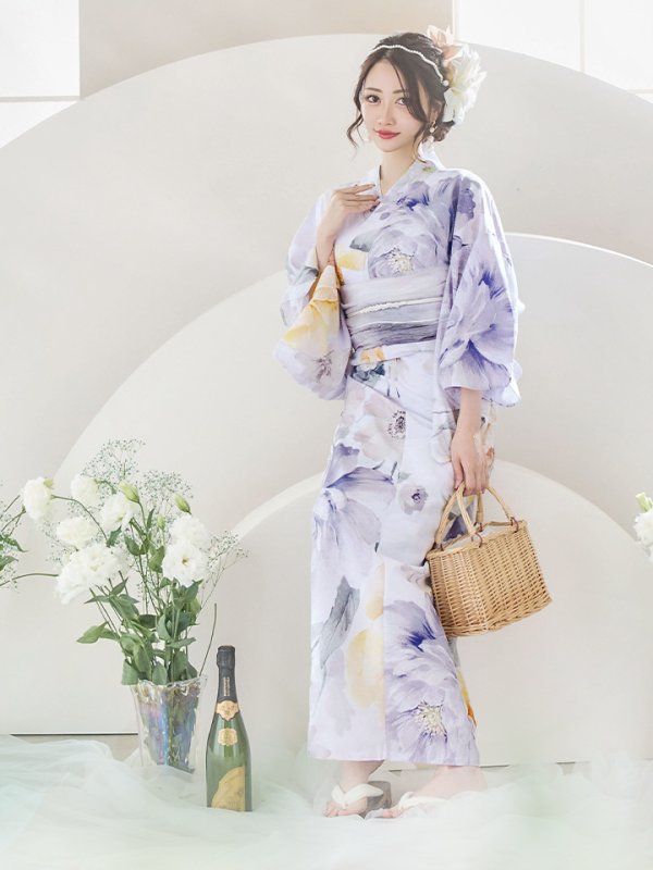 画像6: 【即日発送】シャーベットフラワー牡丹浴衣【浴衣３点セット 浴衣/帯/下駄】[YMT]