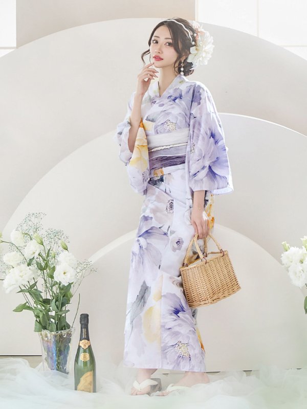 画像7: 【即日発送】シャーベットフラワー牡丹浴衣【浴衣３点セット 浴衣/帯/下駄】[YMT]