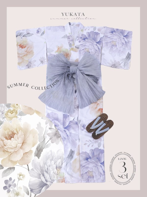 画像27: 【即日発送】シャーベットフラワー牡丹浴衣【浴衣３点セット 浴衣/帯/下駄】[YMT]