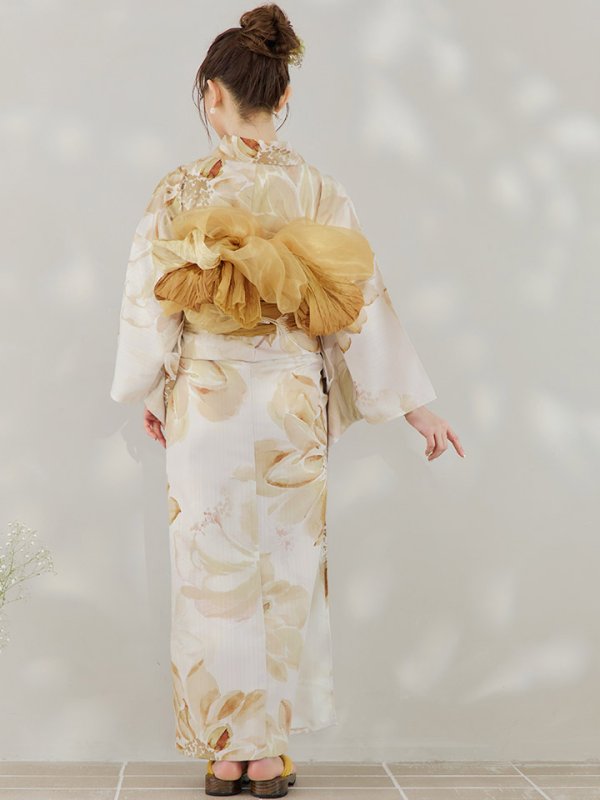 画像17: 【即日発送！】水彩イエローフラワー浴衣【浴衣３点セット 浴衣/帯/下駄】[YMT]