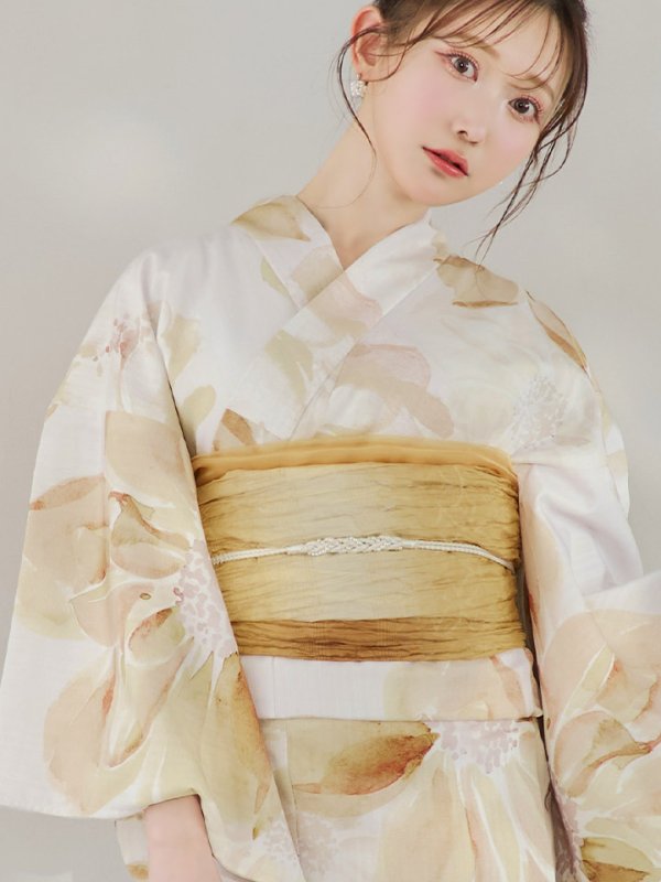 画像18: 【即日発送！】水彩イエローフラワー浴衣【浴衣３点セット 浴衣/帯/下駄】[YMT]