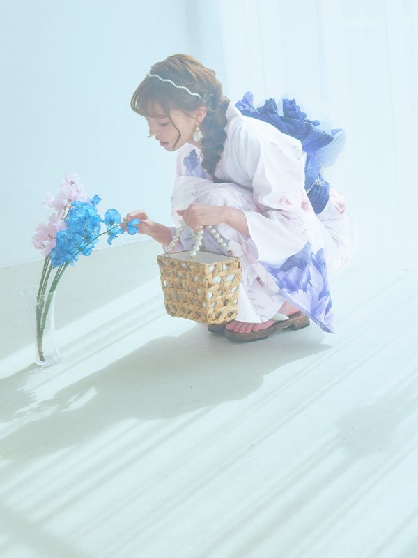 画像16: 【即日発送】ホワイト×ピオニー浴衣【浴衣３点セット 浴衣/帯/下駄】[YMT]