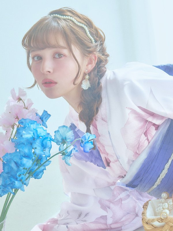 画像18: 【即日発送】ホワイト×ピオニー浴衣【浴衣３点セット 浴衣/帯/下駄】[YMT]