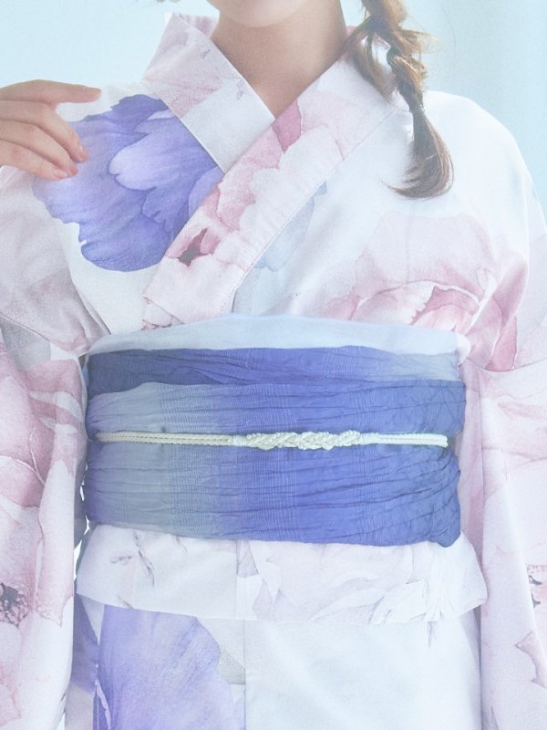 画像20: 【即日発送】ホワイト×ピオニー浴衣【浴衣３点セット 浴衣/帯/下駄】[YMT]