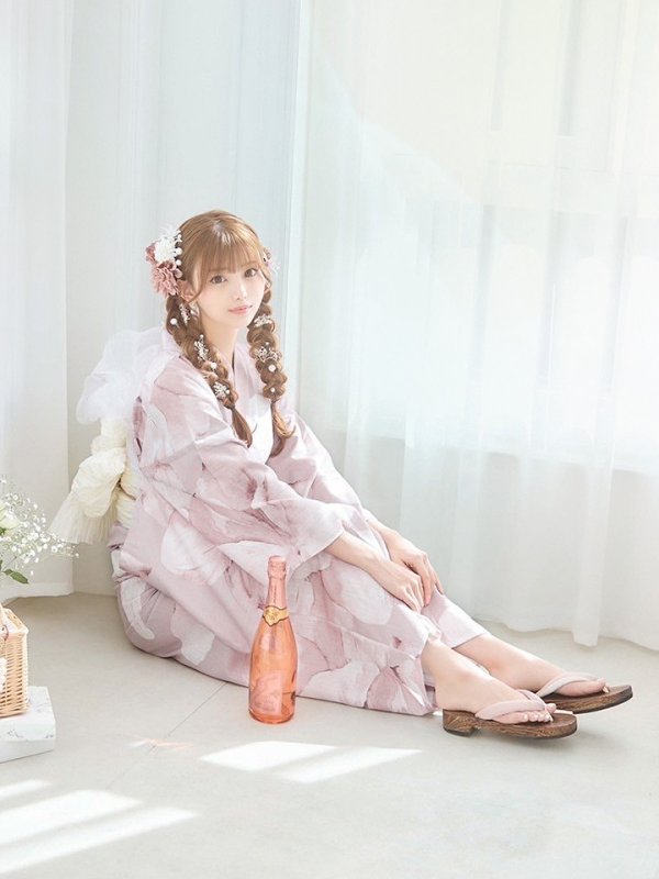 画像10: 【即日発送！】くすみピンクブロッサム浴衣【浴衣３点セット 浴衣/帯/下駄】[YMT]