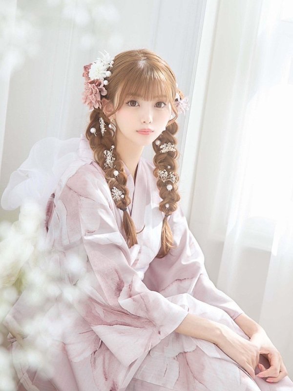 画像8: 【即日発送！】くすみピンクブロッサム浴衣【浴衣３点セット 浴衣/帯/下駄】[YMT]