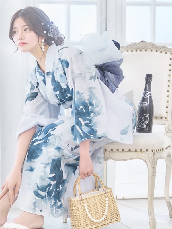 画像11: 【即日発送】グラデーションブルーグリーン浴衣【浴衣３点セット 浴衣/帯/下駄】[YMT]