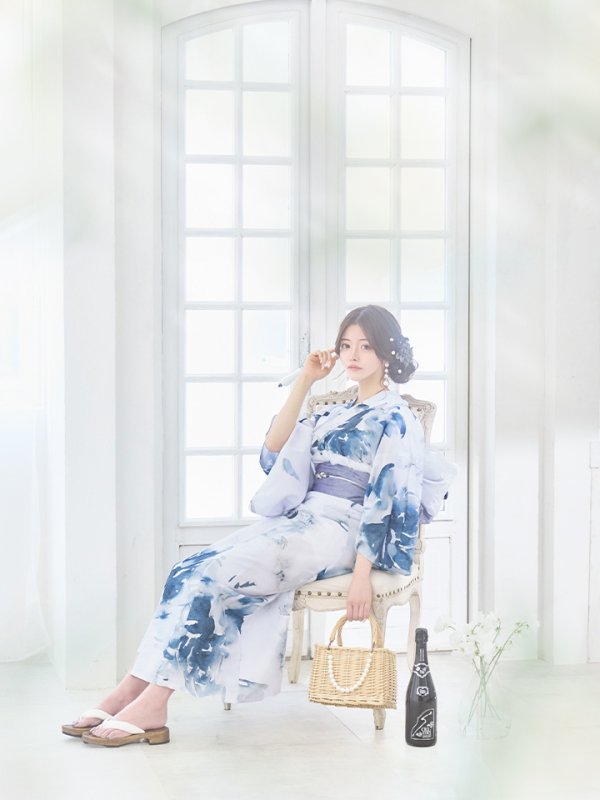 画像5: 【即日発送】グラデーションブルーグリーン浴衣【浴衣３点セット 浴衣/帯/下駄】[YMT]