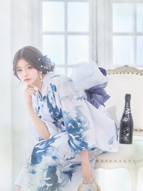 画像7: 【即日発送】グラデーションブルーグリーン浴衣【浴衣３点セット 浴衣/帯/下駄】[YMT]