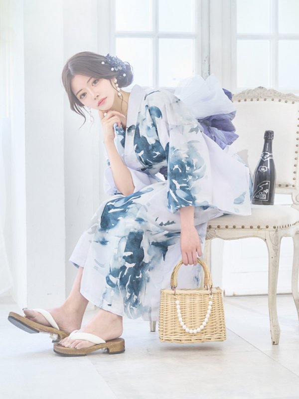 画像8: 【即日発送】グラデーションブルーグリーン浴衣【浴衣３点セット 浴衣/帯/下駄】[YMT]