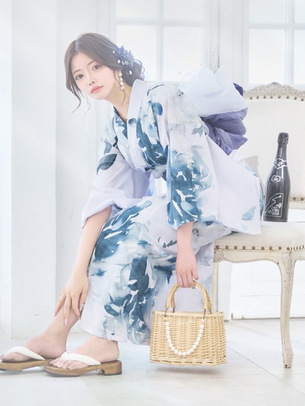 画像9: 【即日発送】グラデーションブルーグリーン浴衣【浴衣３点セット 浴衣/帯/下駄】[YMT]