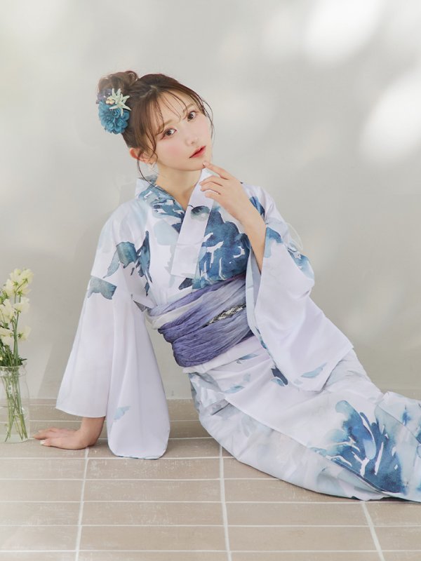 画像20: 【即日発送】グラデーションブルーグリーン浴衣【浴衣３点セット 浴衣/帯/下駄】[YMT]