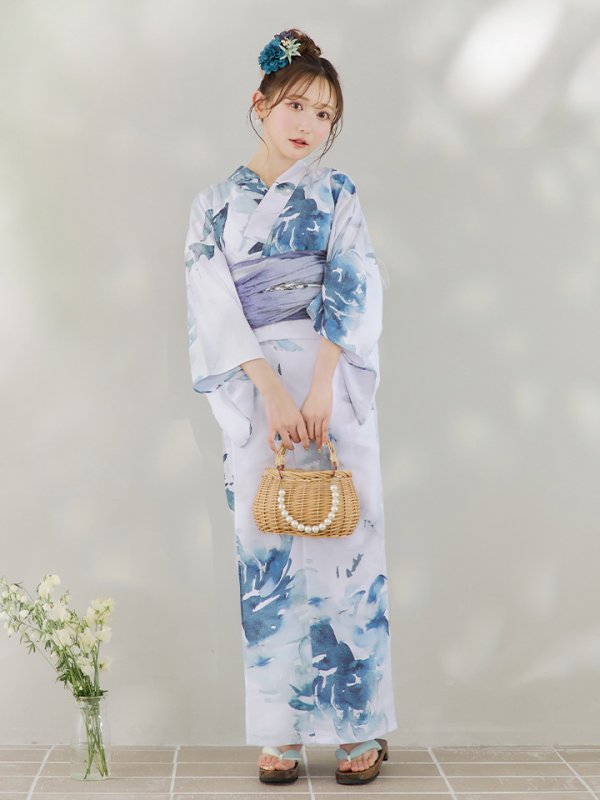 画像4: 【即日発送】グラデーションブルーグリーン浴衣【浴衣３点セット 浴衣/帯/下駄】[YMT]