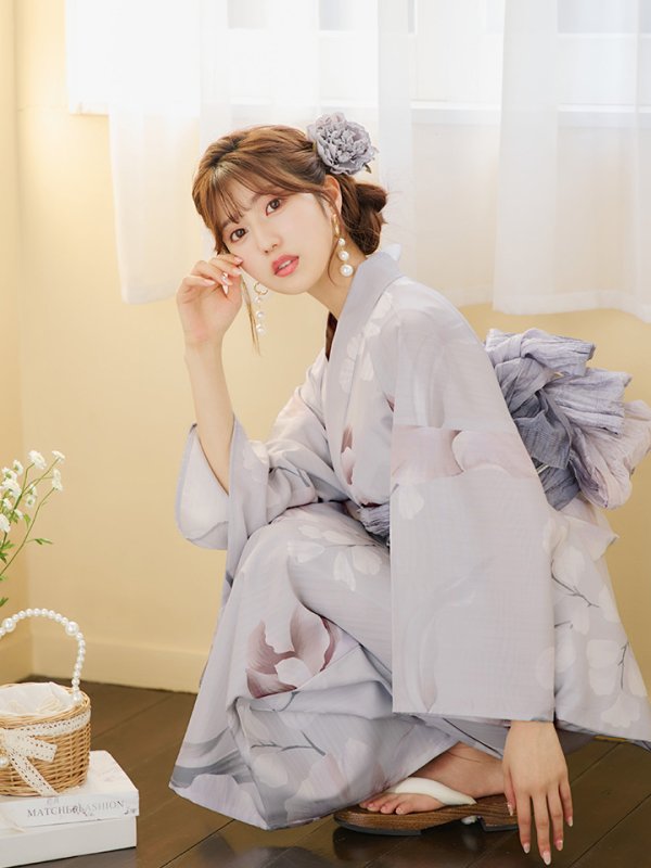 画像3: 【浴衣セール！】【即日発送】アイシーリリーフラワー浴衣【浴衣３点セット 浴衣/帯/下駄】[YMT]