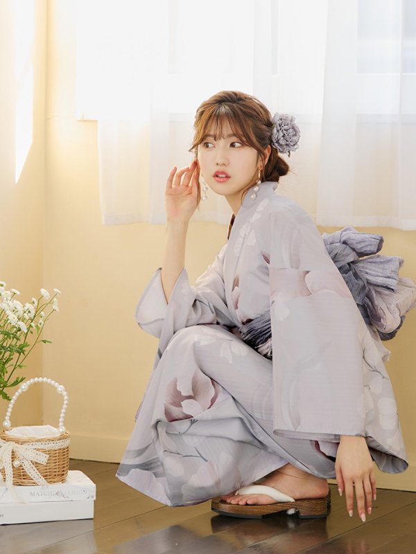 画像13: 【浴衣セール！】【即日発送】アイシーリリーフラワー浴衣【浴衣３点セット 浴衣/帯/下駄】[YMT]