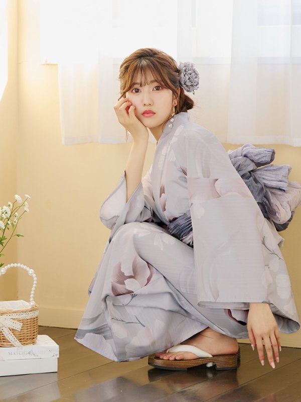 画像14: 【浴衣セール！】【即日発送】アイシーリリーフラワー浴衣【浴衣３点セット 浴衣/帯/下駄】[YMT]