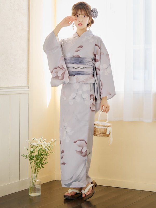 画像6: 【浴衣セール！】【即日発送】アイシーリリーフラワー浴衣【浴衣３点セット 浴衣/帯/下駄】[YMT]