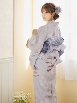【即日発送】アイシーリリーフラワー浴衣 OBI-g-500-kj-8-GY / HIMO-900-yn-4-GYxGY / HEKO-800-sb-5-WH / YA-953-kn-BL / GETA-01-kj-3-IV/ [YMT]