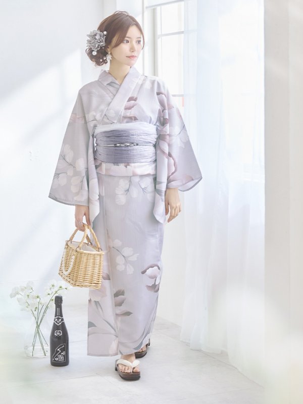 画像13: 【浴衣セール！】【即日発送！】アイシーリリーフラワー浴衣【浴衣３点セット 浴衣/帯/下駄】[YMT]