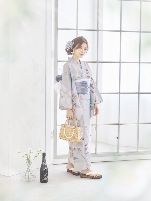 画像8: 【浴衣セール！】【即日発送！】アイシーリリーフラワー浴衣【浴衣３点セット 浴衣/帯/下駄】[YMT]