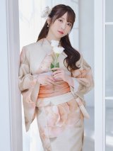 【即日発送】ピンクベージュ牡丹浴衣 OBI-g-500-kj-4-OR / HIMO-900-yn-5-IV / HEKO-800-sb-5-WH / YA-594-kj-CL / YA-1081-kj-BR / GETA-01-kj-7-P / [YMT]