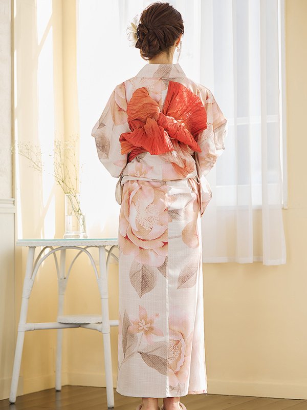 画像16: 【即日発送】ピンクベージュ牡丹浴衣【浴衣３点セット 浴衣/帯/下駄】[YMT]