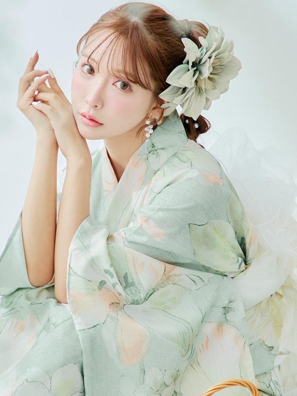 画像11: 【即日発送】アイシーミントフラワー浴衣【浴衣３点セット 浴衣/帯/下駄】[YMT]