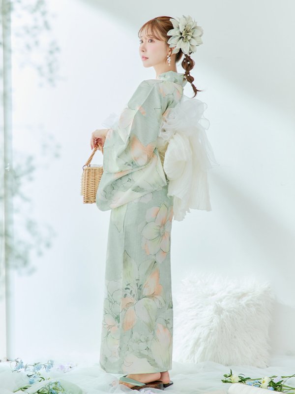 画像15: 【即日発送】アイシーミントフラワー浴衣【浴衣３点セット 浴衣/帯/下駄】[YMT]