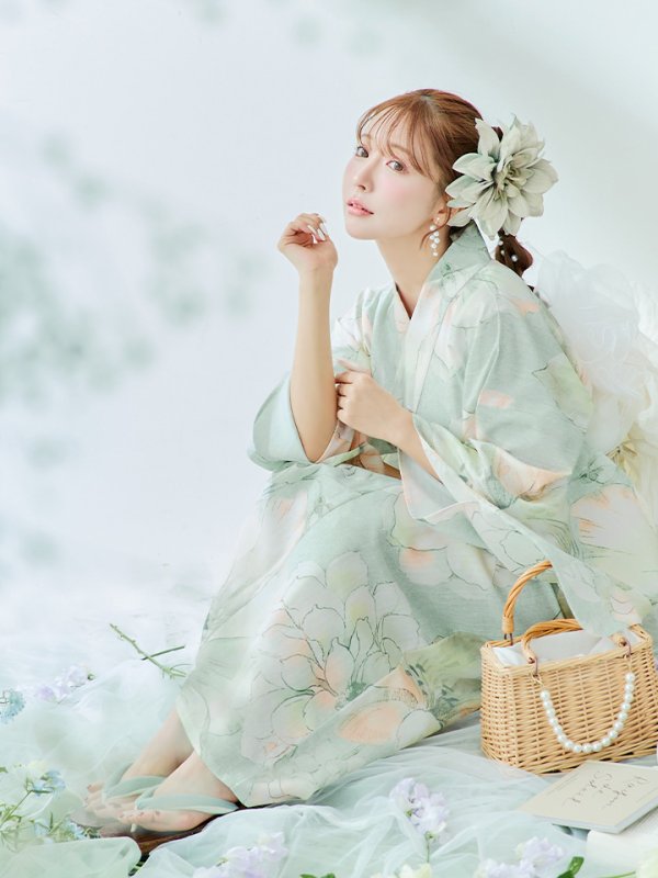 画像17: 【即日発送】アイシーミントフラワー浴衣【浴衣３点セット 浴衣/帯/下駄】[YMT]