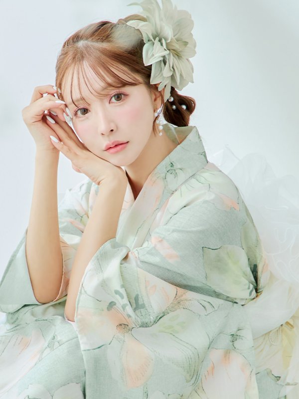 画像18: 【即日発送】アイシーミントフラワー浴衣【浴衣３点セット 浴衣/帯/下駄】[YMT]