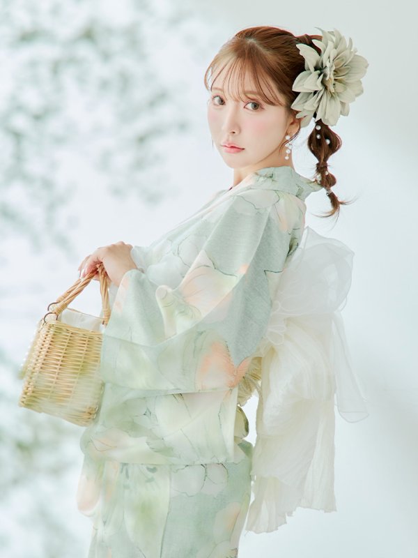 画像20: 【即日発送】アイシーミントフラワー浴衣【浴衣３点セット 浴衣/帯/下駄】[YMT]