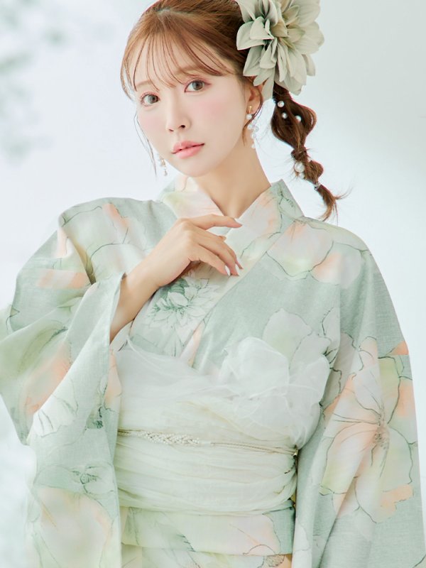 画像23: 【即日発送】アイシーミントフラワー浴衣【浴衣３点セット 浴衣/帯/下駄】[YMT]