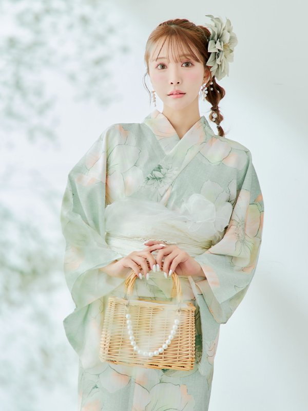 画像3: 【即日発送】アイシーミントフラワー浴衣【浴衣３点セット 浴衣/帯/下駄】[YMT]