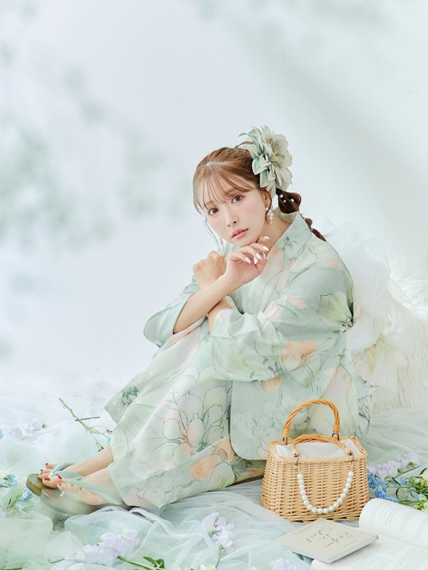 画像5: 【即日発送】アイシーミントフラワー浴衣【浴衣３点セット 浴衣/帯/下駄】[YMT]