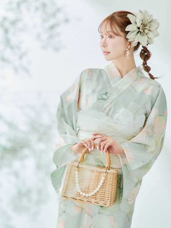 画像6: 【即日発送】アイシーミントフラワー浴衣【浴衣３点セット 浴衣/帯/下駄】[YMT]