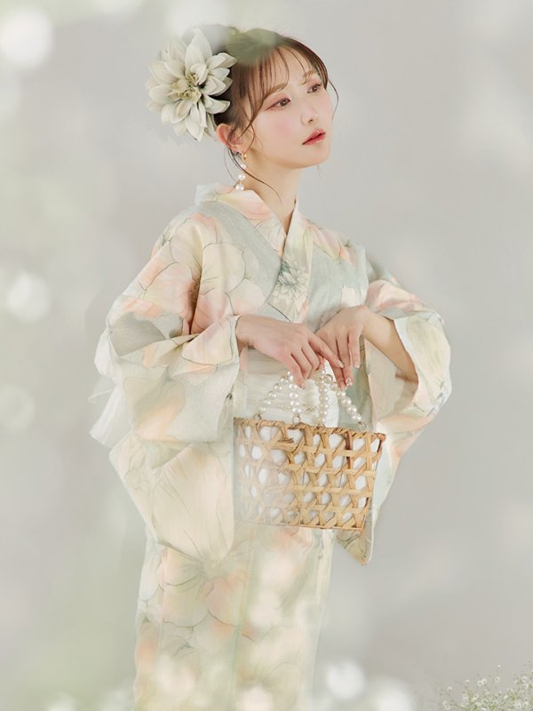 画像10: 【即日発送】アイシーミントフラワー浴衣【浴衣３点セット 浴衣/帯/下駄】[YMT]