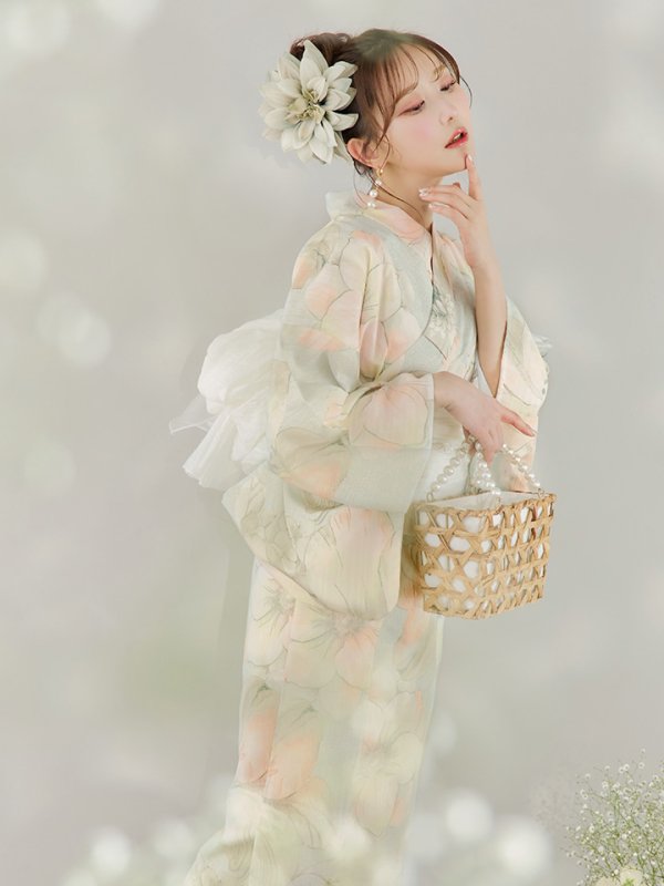 画像11: 【即日発送】アイシーミントフラワー浴衣【浴衣３点セット 浴衣/帯/下駄】[YMT]