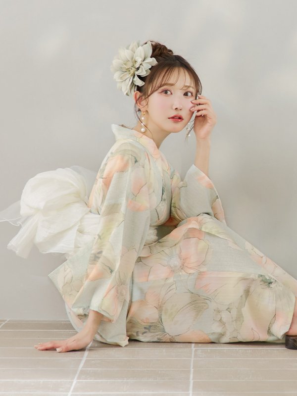 画像13: 【即日発送】アイシーミントフラワー浴衣【浴衣３点セット 浴衣/帯/下駄】[YMT]