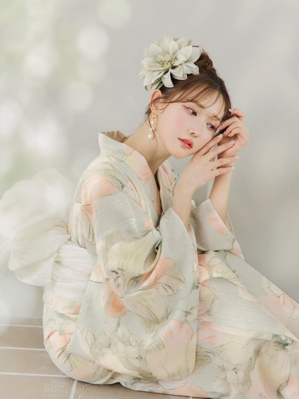 画像15: 【即日発送】アイシーミントフラワー浴衣【浴衣３点セット 浴衣/帯/下駄】[YMT]