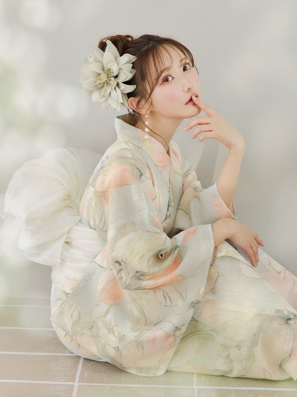 画像16: 【即日発送】アイシーミントフラワー浴衣【浴衣３点セット 浴衣/帯/下駄】[YMT]