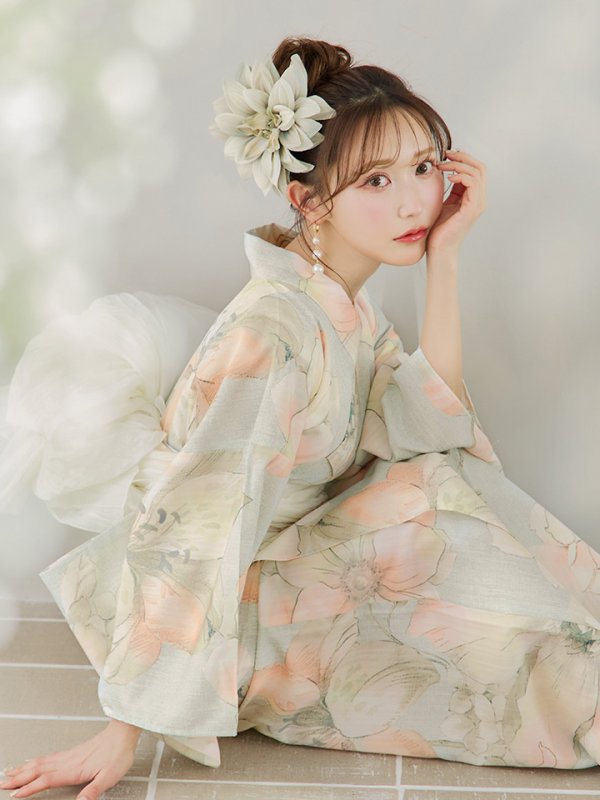 画像17: 【即日発送】アイシーミントフラワー浴衣【浴衣３点セット 浴衣/帯/下駄】[YMT]