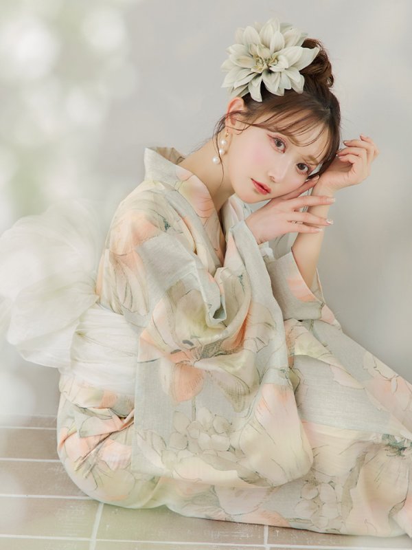 画像18: 【即日発送】アイシーミントフラワー浴衣【浴衣３点セット 浴衣/帯/下駄】[YMT]