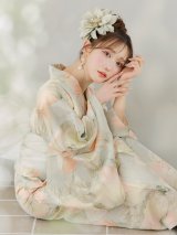 【即日発送】アイシーミントフラワー浴衣 OBI-siwa-200-kj-13-OW / HIMO-900-yn-5-IV / HEKO-800-sb-5-WH / YA-1082-kj-MI / GETA-01-kj-4-MI/  [YMT]