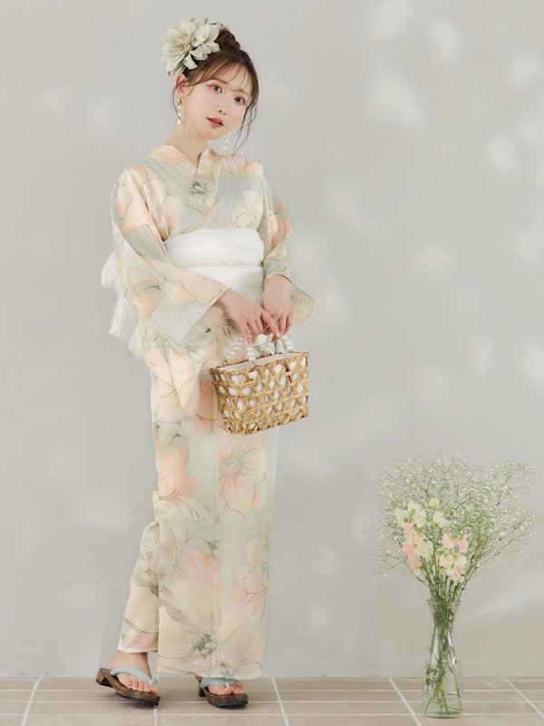 画像5: 【即日発送】アイシーミントフラワー浴衣【浴衣３点セット 浴衣/帯/下駄】[YMT]