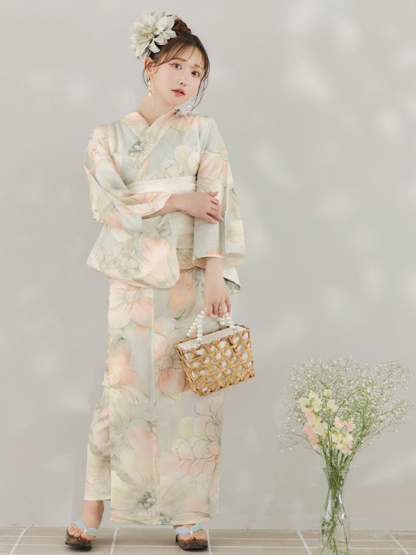 画像8: 【即日発送】アイシーミントフラワー浴衣【浴衣３点セット 浴衣/帯/下駄】[YMT]