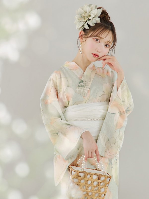 画像9: 【即日発送】アイシーミントフラワー浴衣【浴衣３点セット 浴衣/帯/下駄】[YMT]