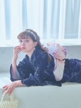 【即日発送！】ネイビー夜空浴衣【浴衣３点セット 浴衣/帯/下駄】[YMT]