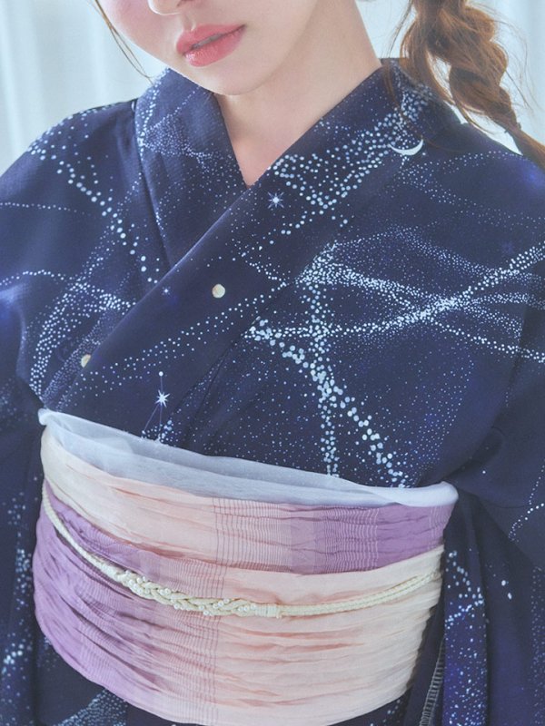 画像18: 【即日発送！】ネイビー夜空浴衣【浴衣３点セット 浴衣/帯/下駄】[YMT]