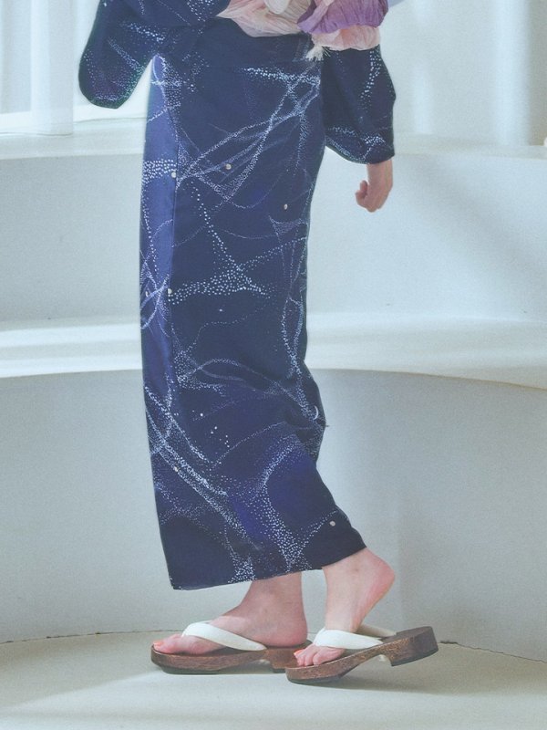 画像19: 【即日発送！】ネイビー夜空浴衣【浴衣３点セット 浴衣/帯/下駄】[YMT]